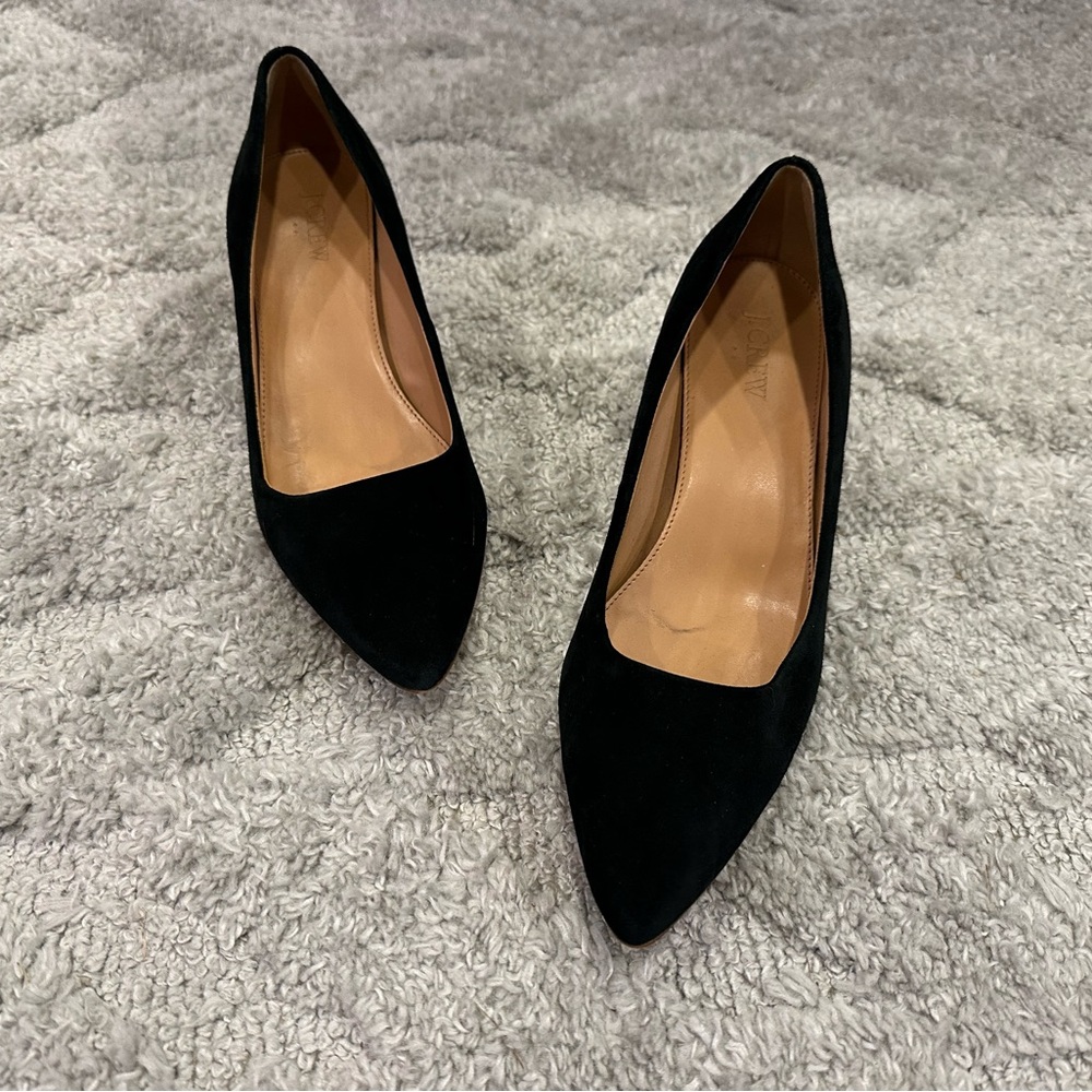 J. Crew Factory Esme Black Suede Kitten Heel Pump 7.5